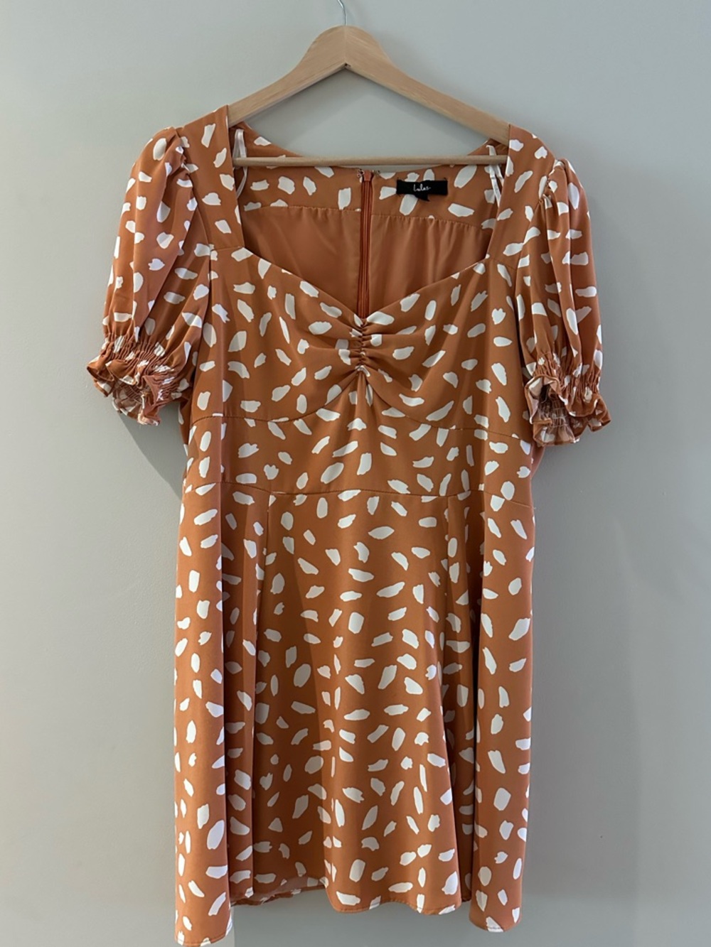 Lulu’s Rust Polka-Spot Puff Sleeve Dress - Women Sz XL